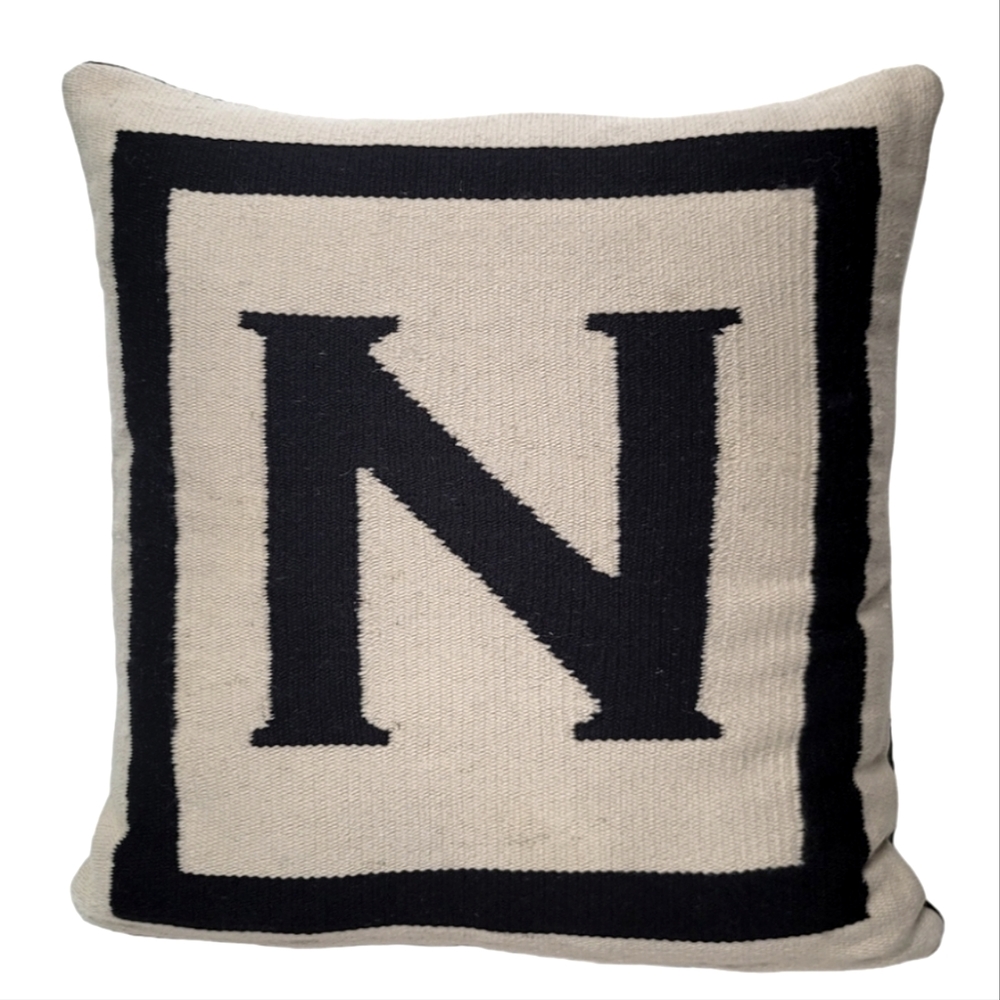 COPY - Jonathan Adler initial throw decorative pillow letter "N" reversible Lar…